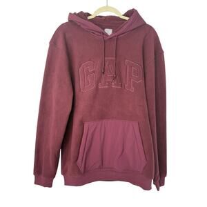 NEW GAP Arch Logo Fleece Hoodie Men M Deep Red Multi Media Loungewear Comfort
